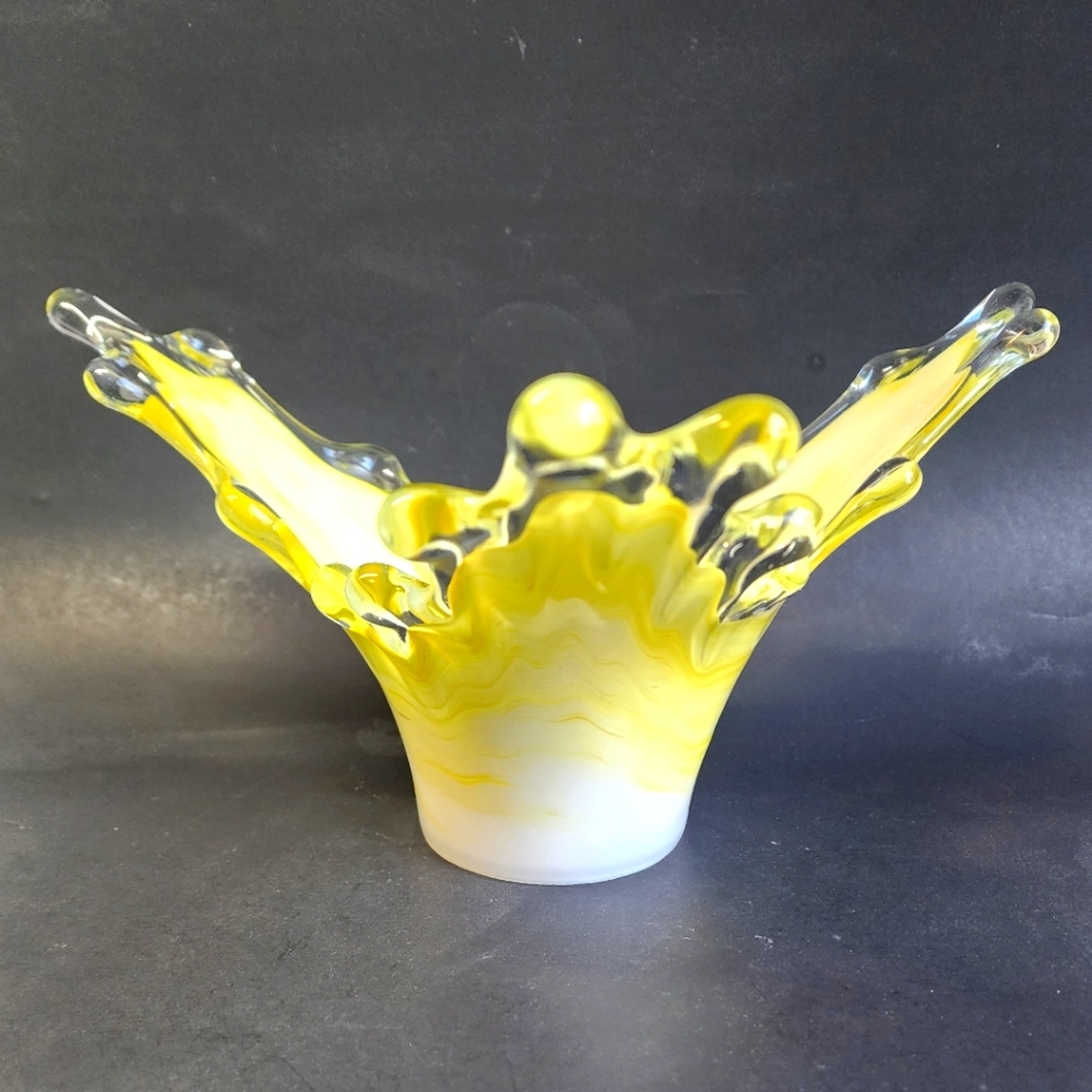 VTG Murano Glass Vase 12 in wide